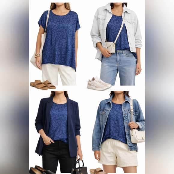 a.n.a. A New Approach Blue Animal Print Top – Size 1X – NWT - Picture 5 of 13